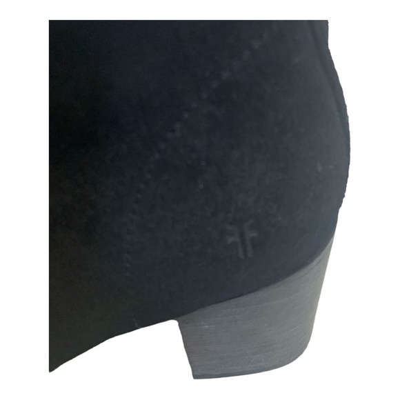 FRYE Women's Short Boots with Studded Detail Black Suede Short Booties Zipper - Picture 3 of 9